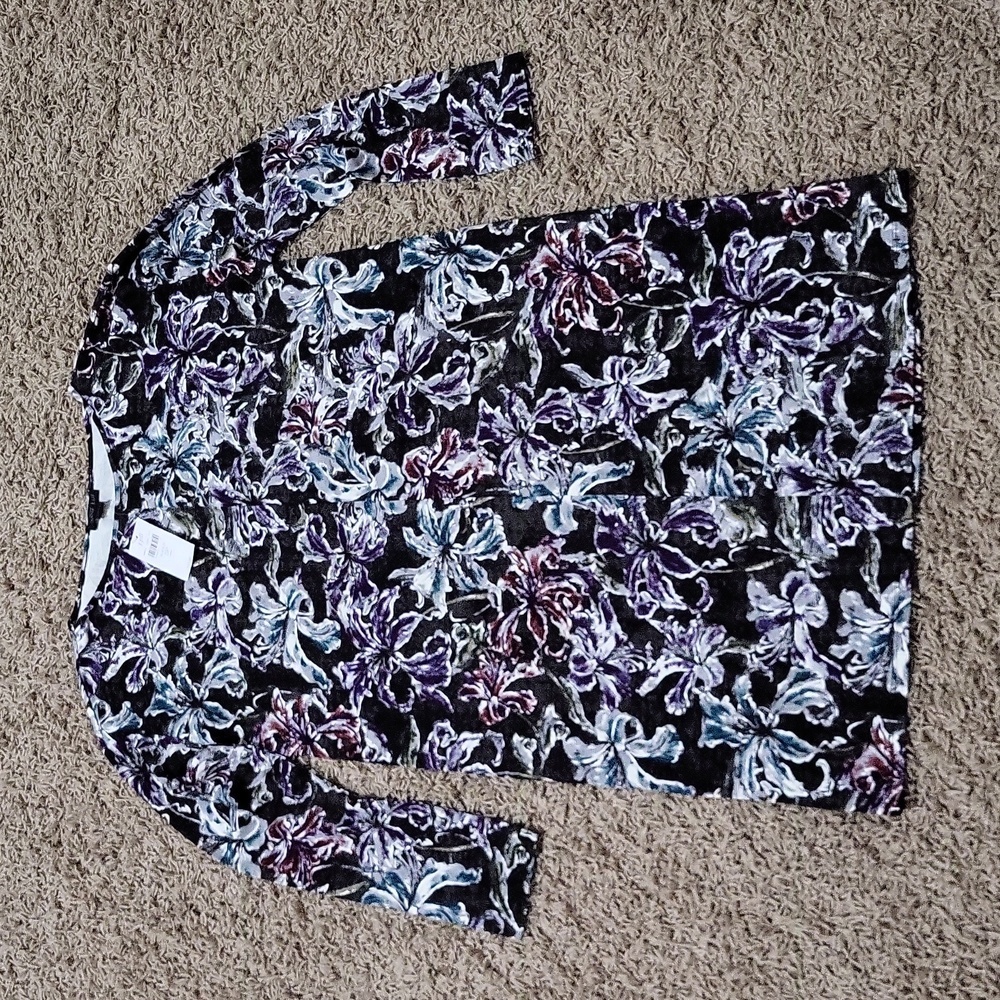 NWT J. JILL Wearever Collection Floral Shift Dress Small Petite Long Sleeve - Picture 2 of 6